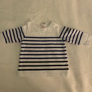 Jacadi Baby T-Shirt White & Blue Stripes